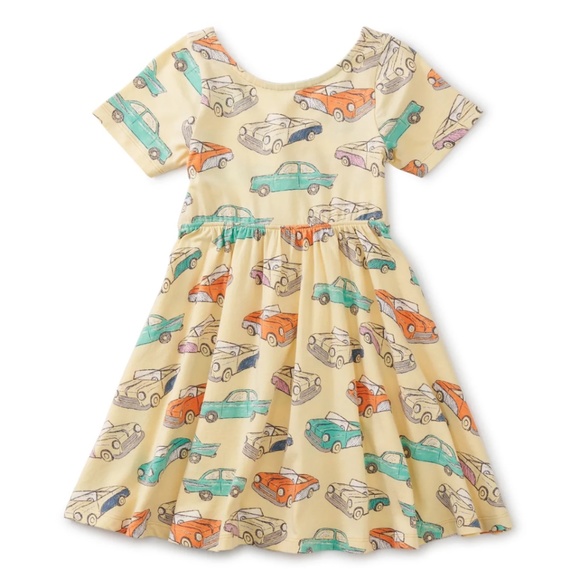 Tea Collection Other - NEW Tea Collection Twist Back Ballet Dress in Cuban Cars Print sz 7